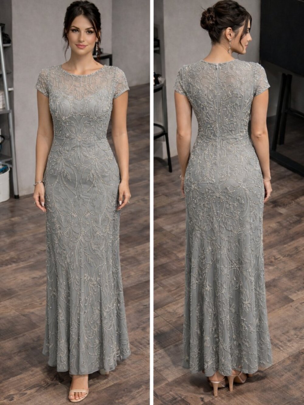 ✨ NWT Pissaro Nights Sequin Lace Evening Dress Size 12 – Elegant Formal Gown ✨